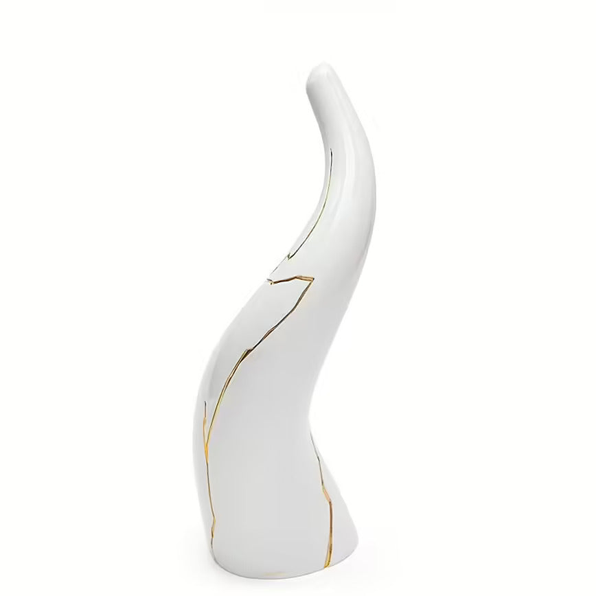 Corno kintsugi bianco e oro h22