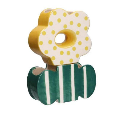 Vaso doppio verde campo margherira rituali domestici