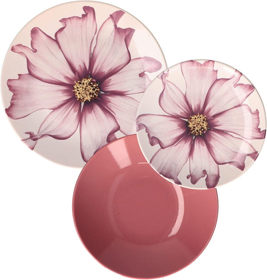 Servizio piatti 18 pz Cosmea rose & tulipani
